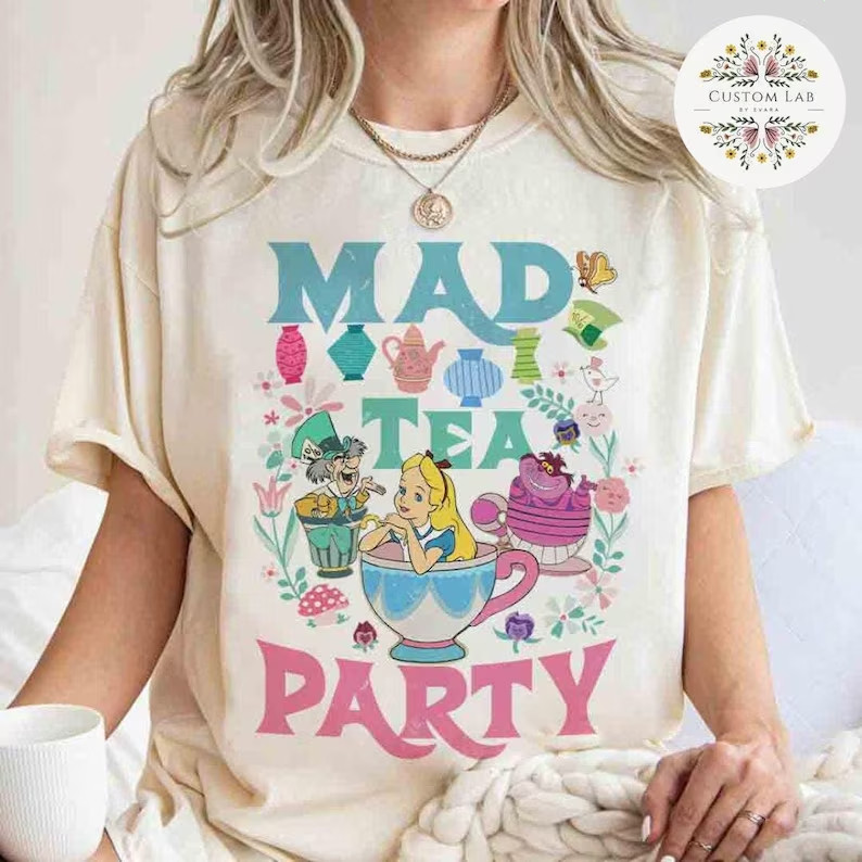 Vintage Mad Tea Party Alice in Wonderland Shirt, Girl Trip Shirt