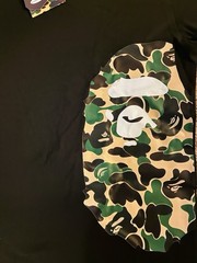 A Bathing Ape BAPE Black Camo Ape Head Logo Crew Neck Short Sleeve Tee L