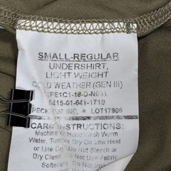 US Military Tan 499 Cold Weather Lightweight Undershirt Small Reg Miliken Brown