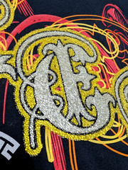 Cezer Men’s 2XL Black T-Shirt Beaded Bling Graphic Y2K Hip Hop