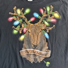 Vintage Reindeer Christmas Lights Shirt Unisex Large Alstyle Made in Mexico