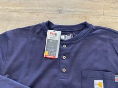 Carhartt Force FR Mens L Navy Blue Flame Resistant Long Sleeve Cat2 Pocket