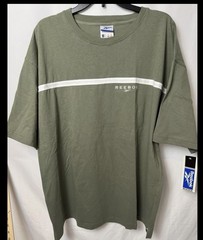Reebok Men’s XL Green White Striped Logo T-Shirt Crew Neck NWT