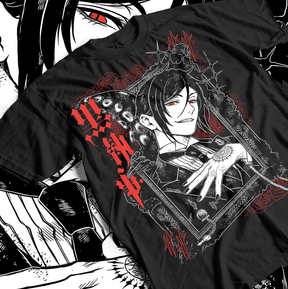 Black Butler T-Shirt Ciel Phantomhive Sebastian Michaelis Gift Shirt All Size
