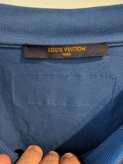 Louis Vuitton Embossed LV Monogram Raised Logo Blue T-Shirt Size 4L