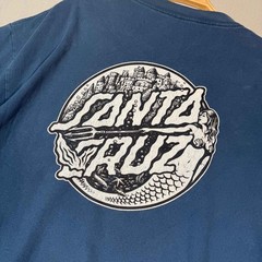 Santa Cruz Mermaid Castle Graphic T-Shirt Blue Mens Large Skate Streetwear Tee