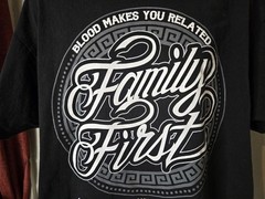 Shaka Wear Family First Tshirt Adult Size 2XL Black Heavyweight 100% Cotton