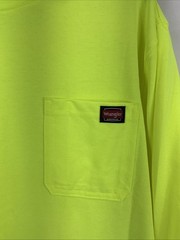 NWT Wrangler Workwear Men’s Hi-Vis Yellow Long Sleeve Pocket T-Shirt Size XL