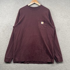 Carhartt Shirt Mens Large Tall LT Red Pocket T Relaxed Loose Long Sleeve Crew