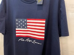 Polo Ralph Lauren Navy AMERICAN FLAG Graphic Classic Fit Short Sleeve T Shirt