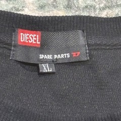 Diesel Mens Long Sleeve Shirt Large Black Micro Waffle Knit Utility Pocket XL