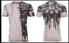 $58 AFFLICTION Sand Black WALKING DEAD Short Sleeve Slim Fit T-shirt NWT