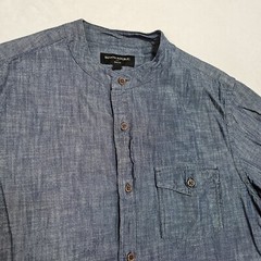Banana Republic Henley Shirt Mens M 100% Cotton Pocket Button Up Chambray Denim