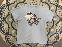 Sanrio Hello Kitty Blue Graphic Print Logo Crew Neck Tagless T-Shirt M