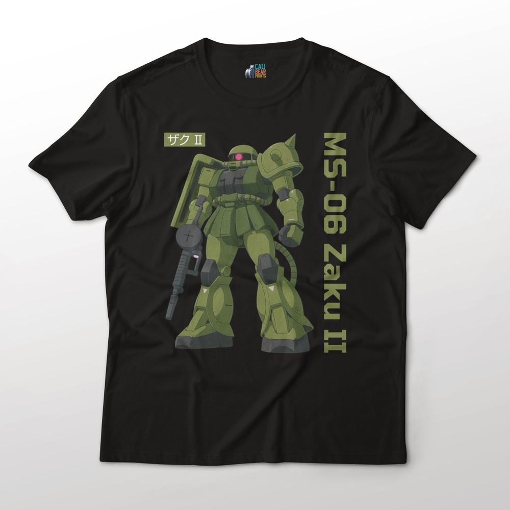 Mobile Suit Gundam Anime MS-06 Zaku II Grunt Suit Graphic Art Cotton Tee