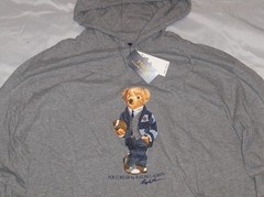 POLO RALPH LAUREN Mens BIG & TALL Football Bear Hoodie T-Shirt Tee, HEATHER GRAY