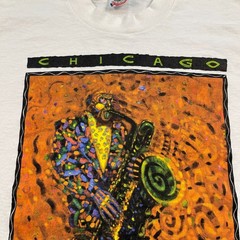 Vintage 1993 Chicago Jazz Music Festival Art Shirt Medium 19×28 Saxophone