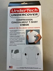 UnderTech Undercover Men’s Concealed Carry T-Shirt (Executive V-Neck, White)