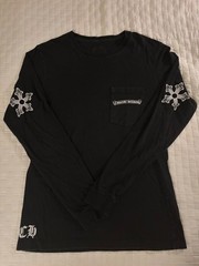 Chrome Hearts Men’s T-Shirt Long Sleeve Print Stars Black Size Medium Pocket