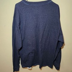 Hanes Men’s Long Sleeve Beefy Henley Shirt – Heather Navy- size XL