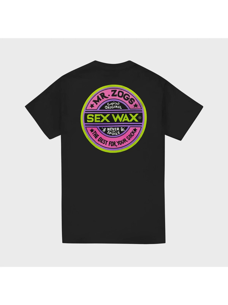 SEX WAX – Mens Fluoro T-Shirt – Black – Casual Short Sleeve Tee