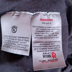 Ariat Work FR Mens XL Gray Flame Resistant Henley Long Sleeve Shirt CAT 2 NFPA
