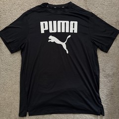 PUMA Black T Shirt White Logo Stretch Sweat Proof Forever Better Mens Large L
