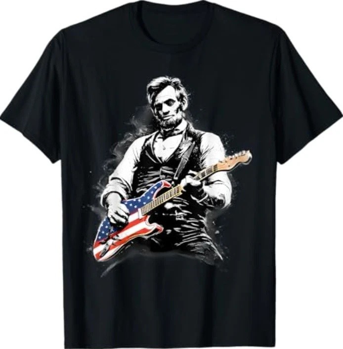 Abraham Lincoln Playing Guitar T-Shirt Funny Abe Lincoln Graphic Tee