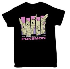 Pokemon Mesn T-Shirt – 5 Evolutions of Evee Character Bars