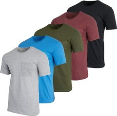 Men’s Cotton Crew Neck Pocket T-Shirts (5-Pack)