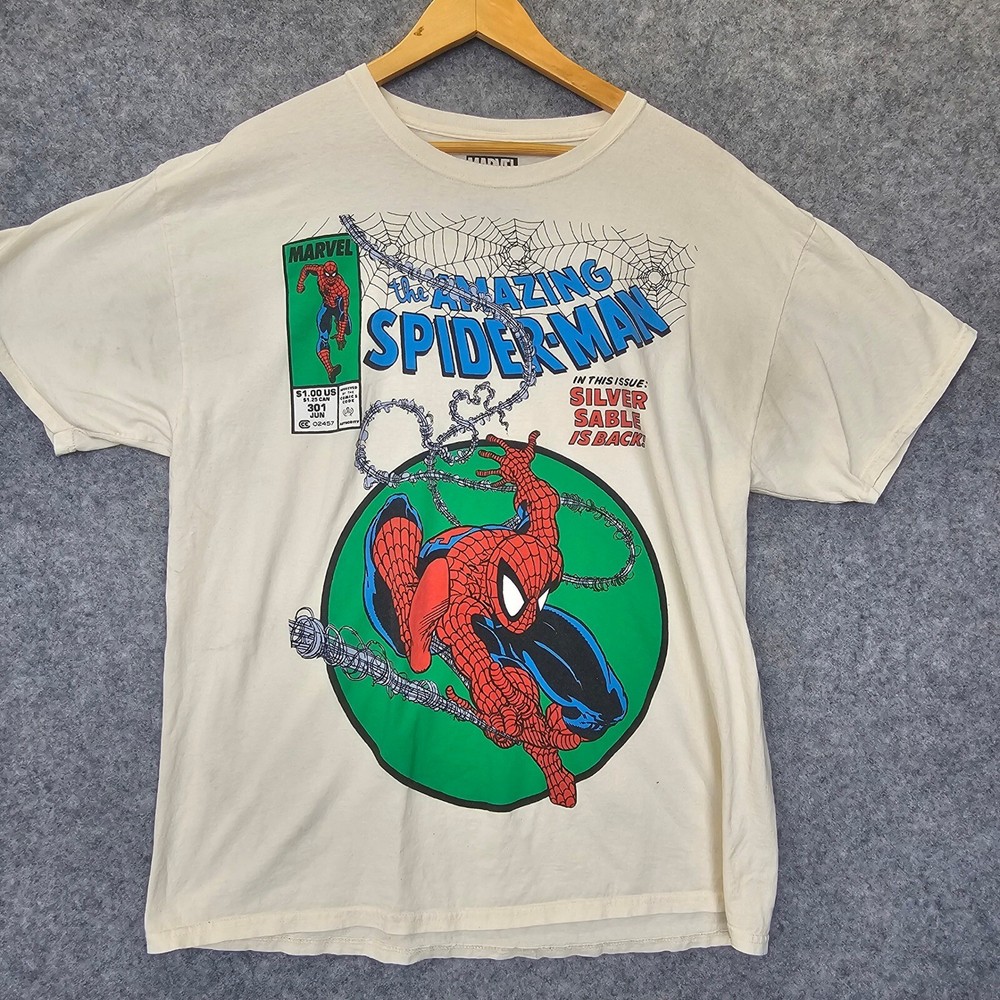 Amazing Spider Man T Shirt Mens M White MARVEL Comic Cover Art Tee Indie Sleaze