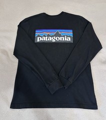 Patagonia Shirt Men’s Black Long Sleeve P-6 Graphic Logo Responsibili-Tee Size S