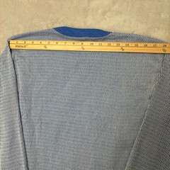 Hanes Vintage Thermal Top Blue/White Textured Weave Pattern XL 50/50 blend knit