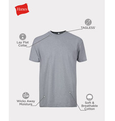 Hanes T-Shirt, 6-Pack, Moisture-Wicking T-Shirt Undershirts, Black/Grey/Blue
