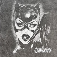 Goat Crew DC Comics Catwoman Graphic T-Shirt Men’s Small Grey Mineral Wash Look