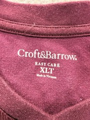 Croft & Barrow T-Shirt Mens XLT Maroon Red Textured Knit Easy Care V-Neck Basic