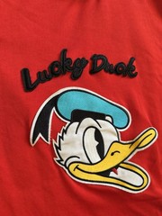 Disney x Forever 21 Men’s Red Donald Duck Lucky Duck EmbroideredRinger X