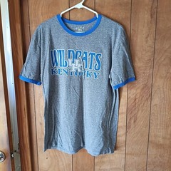 Kentucky Wildcats Blue 84 Ringer T-Shirt Mens Large Gray Tri-Blend UK Logo NCAA