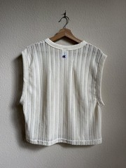 Champion Men’s Ivory Open Knit Crop Sleeveless Crew Neck Pullover Sweater M