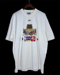 Vintage 2004 Reebok NBA China Games Kings Versus Rockets Tee Shirt Size XL