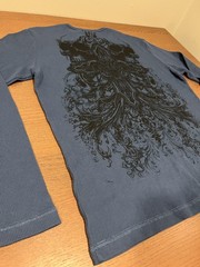 MMA ELITE Men’s X-Large Blue Waffle Knit Long Sleeve T-Shirt Graphic Skulls