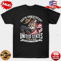 Patriotic Cat Shirt | 250th Anniversary US History Gift | Feline T-Shirt S-5XL