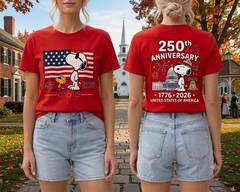 Snoopy 250th Anniversary Front Back 1776-2026 Graphic T Shirt S-5XL