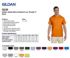 Gildan Mens T-Shirt Pocket Short Sleeves Ultra Cotton 6 oz S-XL M-G230