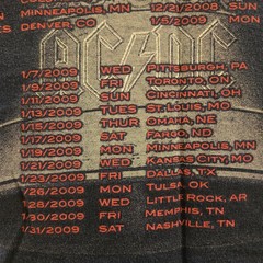 Vintage AC/DC Black Ice Pleated V Tie Dye Official 2008 Tour Concert Shirt Sz L