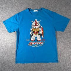 T&K Special Brand Gundam Robot Shirt XL Blue Mens Graphic Tee Anime Cartoon