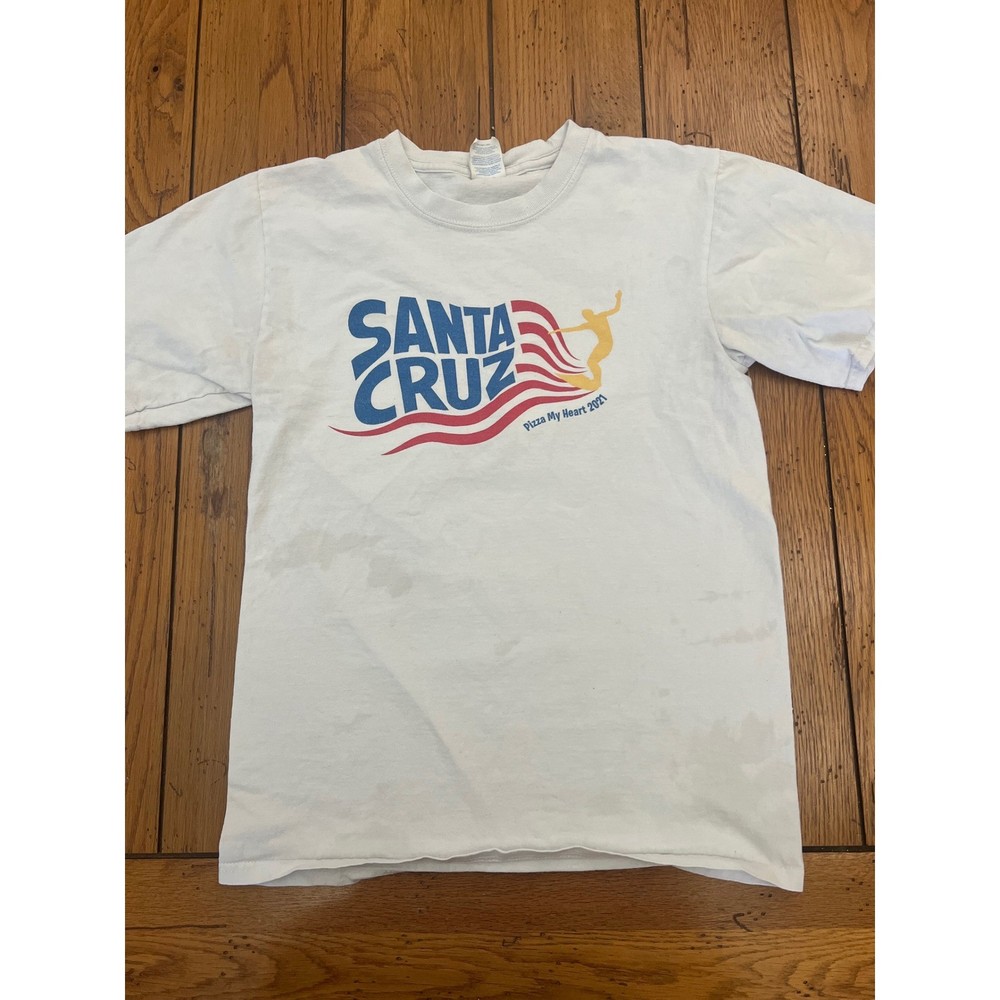 Santa Cruz Pizza My Heart 2021 T-Shirt White Port & Company Mens Small Tee