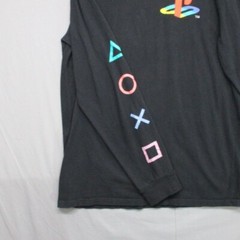 PlayStation Graphic Print Logo & Buttons On Sleeve Black Men Size | L