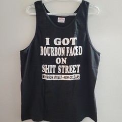 Y2K I Got Bourbon Faced On Sh*t Street Tank Top Size Large Black New Orleans