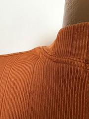 Vintage 90s Y2K Ribbed Shirt Men Large Silky Stretchy Polyester Burnt Orange